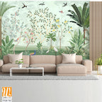 Chinoiserie wallpapers, Tropical mural, Mughal Background Design, Birds, Peacock. [WP-FXH-763]