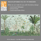 Chinoiserie wallpapers, Tropical mural, Mughal Background Design, Birds, Peacock. [WP-FXH-763]