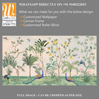 Chinoiserie Wallpaper,beautiful chinoiserie wallpaper for wall Mural, Tropical Plant, Birds, Peacock and watercolor background. [WP-FXH-772]