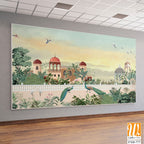Mughal Garden Illustration, Mughal Landscape Wall Mural Design, Mural Illustration. [WP-FXH-777]