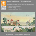 Mughal Garden Illustration, Mughal Landscape Wall Mural Design, Mural Illustration. [WP-FXH-777]