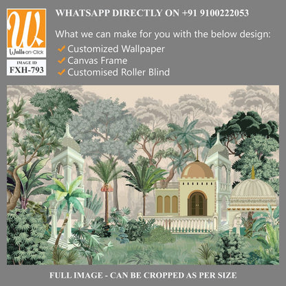 Traditional Mughal Wallpaper, Indian Painting Mughal Emperor And Empress Love Scene. Mughal wall Paintings, Mughal Miniature Paintings. [WP-FXH-793]