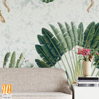 Tropical Garden Illustration, Kids Birthday Background Illustration, Birthday Backdrop, Animals, Watercolor Background. [WP-FXH-831]