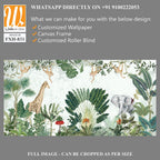 Tropical Garden Illustration, Kids Birthday Background Illustration, Birthday Backdrop, Animals, Watercolor Background. [WP-FXH-831]