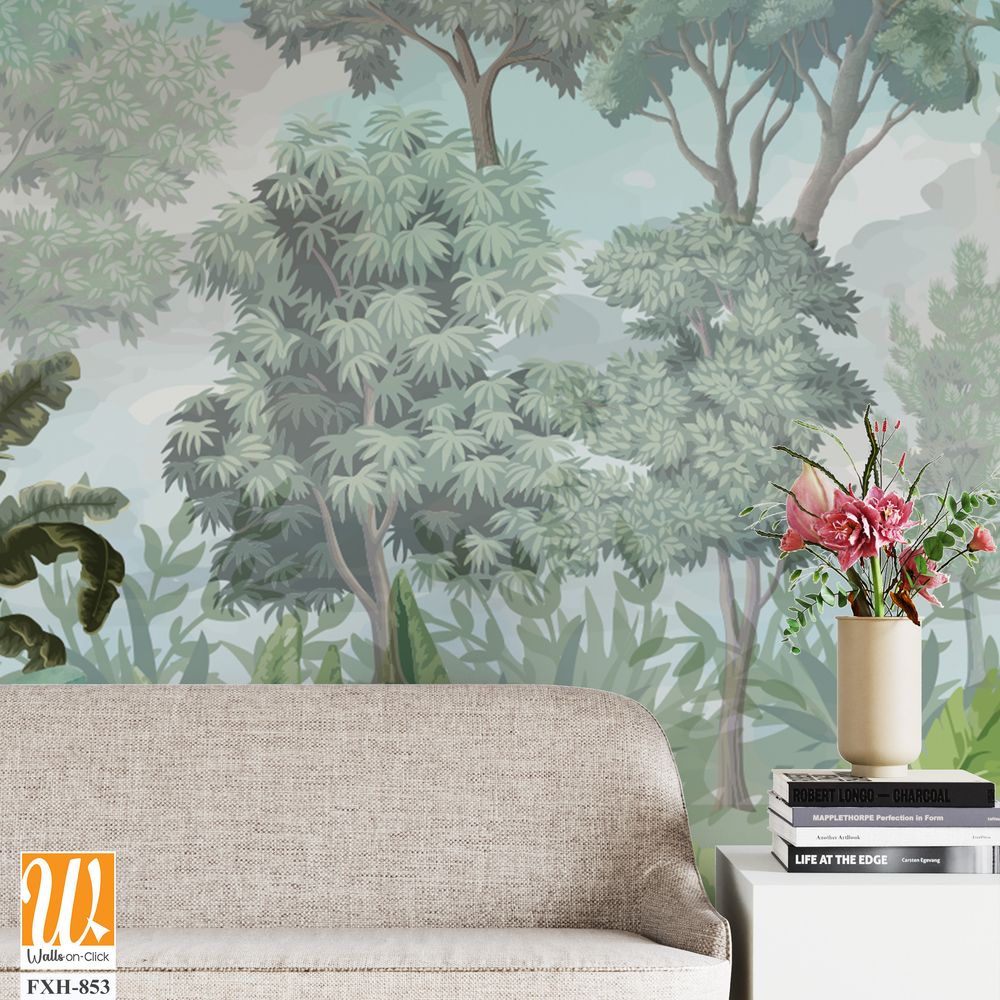 Wallpaper - Wall Mural - Tropical Bliss - PHOTO WALL, Tropical Wall mural Illustration. [WP-FXH-853]
