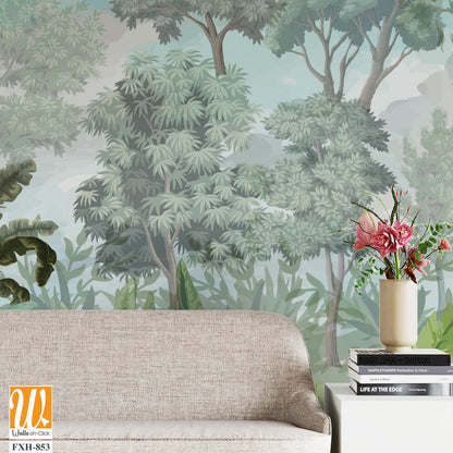 Wallpaper - Wall Mural - Tropical Bliss - PHOTO WALL, Tropical Wall mural Illustration. [WP-FXH-853]