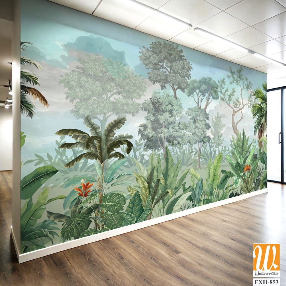 Wallpaper - Wall Mural - Tropical Bliss - PHOTO WALL, Tropical Wall mural Illustration. [WP-FXH-853]