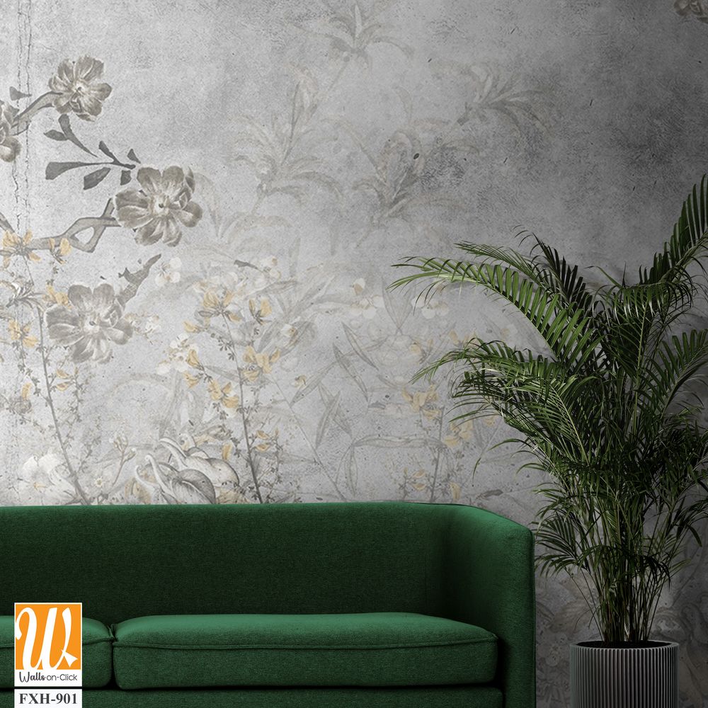 Tropical leaves and Trees Wallpaper design - 3D illustration [WP-FXH-901]